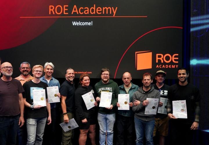 Technical support engineer presenting LED technology theory basics at ROE Visual EU in Leek.   